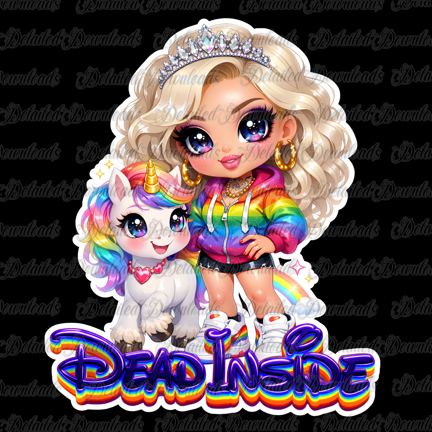Dead Inside | Cute Chibi Rainbow PNG
