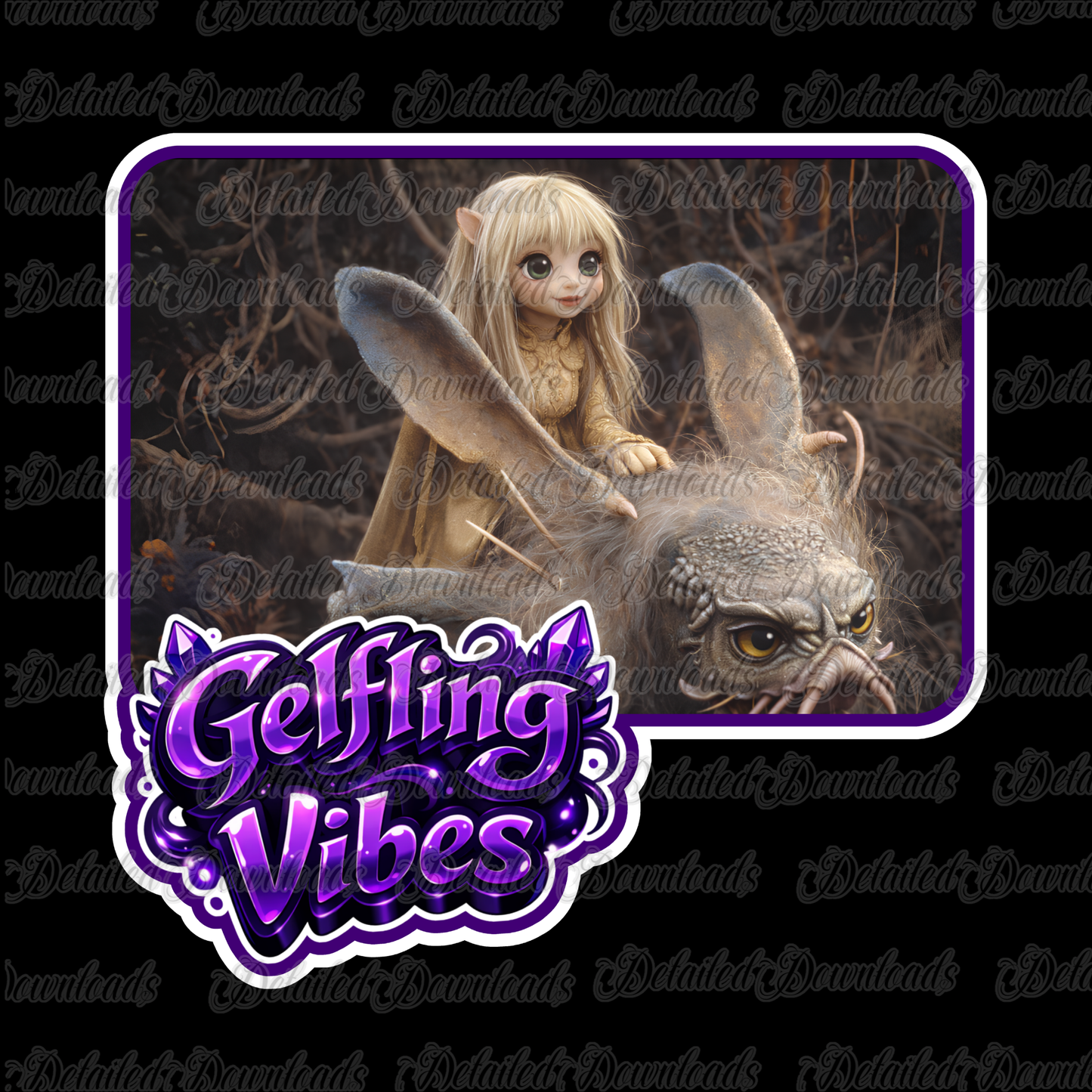 Gelfling Vibes | Cute Purple Crystals Graffiti PNG